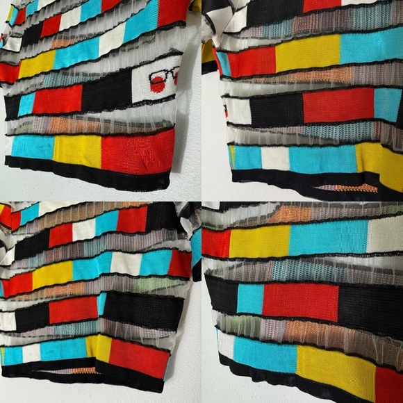 Gabrielab cropped sheer colorful square top size P/S - Picture 3 of 16